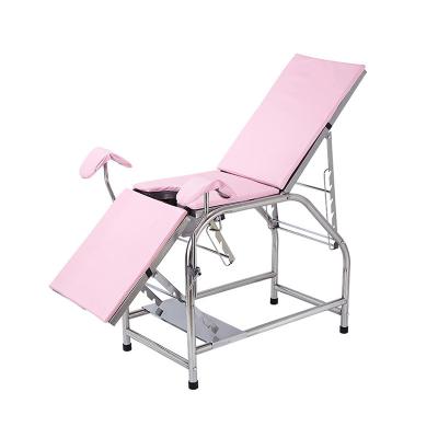 China Hot Selling Easy Operated Stainless Steel Examination Bed Medical Examination Gynecological Table for sale