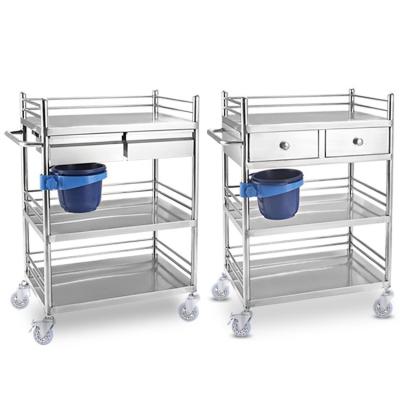 China Modern Hospital Trolley With 2 Drawers Medical Treatment Trolley Emergency Trolley for sale