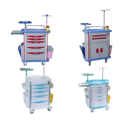 China Waltzmed Modern ABS Plastic Hospital Anesthesia Trolley Medical Medicine Emergency Trolley for sale