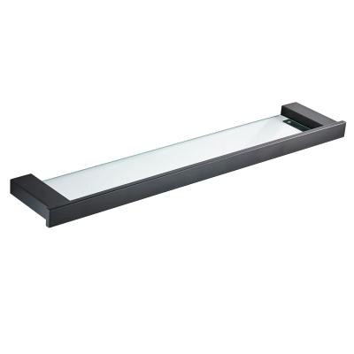 China Wholesale High Quality Modern Easy Install Matt Black Single Glass Shelf for sale