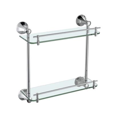 China Double Modern Bathroom Wall Mounted Glass Shelf for sale