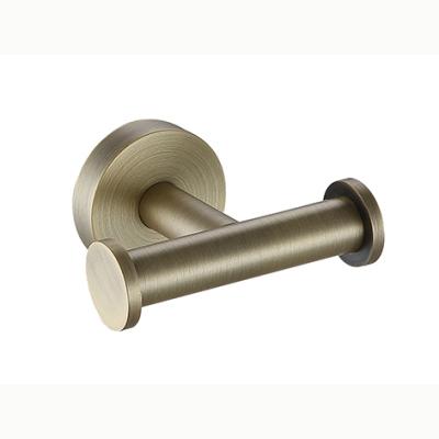 China Hotel Modern Home Brass Bathroom Robe Hook Wall Mounted Double Rack for sale