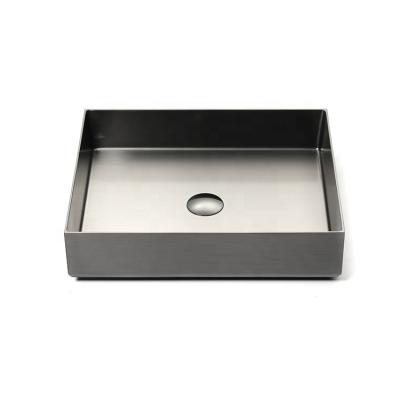 China Modern Sink Design Stainless Steel Metal Rectangle Bathroom Basin Sink Vessel for sale