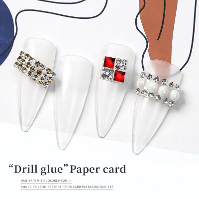 China Easy Apply Pearl Rhinestone Letter Strip Sticker Row Drill Manicure Diamond Decoration Paper Card Packaging DIY Nail Art Charms Decoration for sale