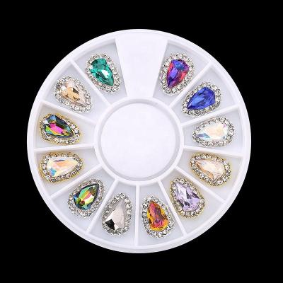 China Nail charms a box of 12 large celebrity diamonds nail art diamonds nail art jewelry diamonds instant super colorful hot mixed disc net for sale