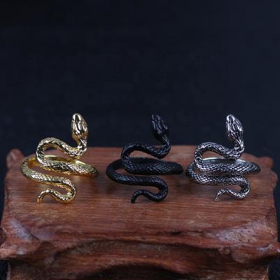 China Nail Charm New Retro Jewelry Stainless Steel Cobra Ring Fashion Personality Stereoscopic Winding Snake Ring Adjustable Jewelry for sale