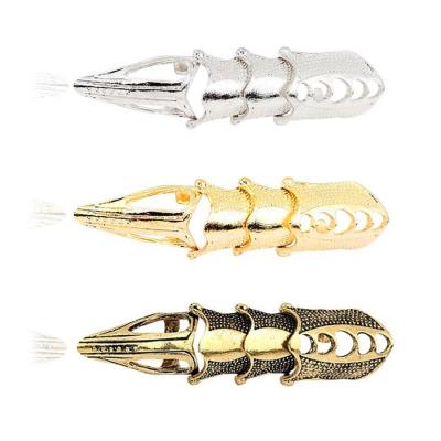 China New trend men's jewelry ring retro men's dominant wolf dragon skull dominating punk devil nail charm ring head joint nails long bendable ring accessories for sale