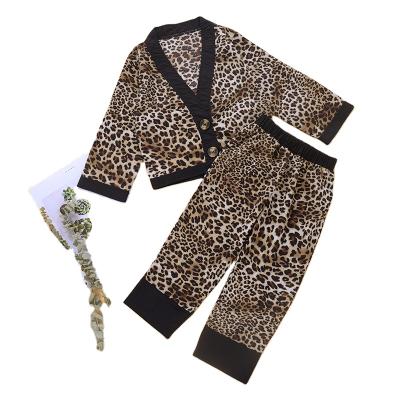 China 2021 Fashion Fashion Coffee Leopard Print Single Breasted Kids Clothes Boy Set for sale