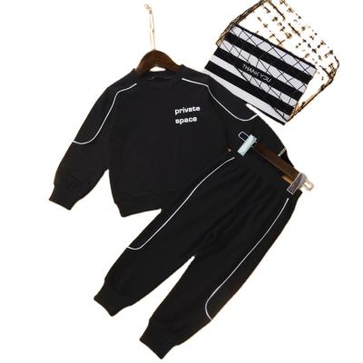 China Kids Casual Boy's Autumn Sport Cotton Black Long Sleeve Clothes Sets for sale