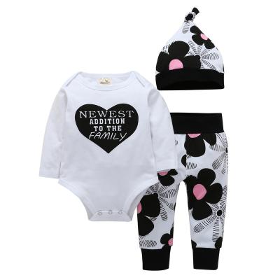 China Antibacterial Hot Sale Black Long Sleeve Flower Printing Casual Children Clothing Sets Boys for sale