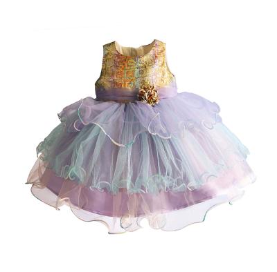 China Sleeveless Anti-wrinkle Purple Round Neck Tucked In Size Princess Dress For Girls for sale