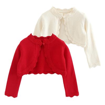 China 2021 Breathable spring fashion cotton pure color long sleeve girl children knit cardigan for sale