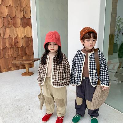 China Autumn Winter New Breathable Cotton Plaid Printing Long Sleeve Children Girl Woolen Coat for sale