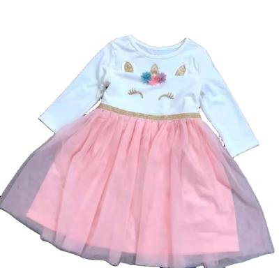 China Kids Girl Vacation Cute Round Collar Long Sleeve Breathable Gauze Princess Dress for sale