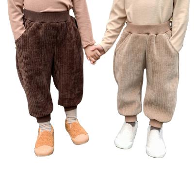 China Breathable Winter Color Pure Cotton Plus Velvet Kids Corduroy Unisex Long Pants for sale