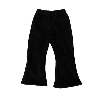 China Autumn Winter Casual Pure Color Breathable Cotton Plus Velvet Kids Girls Flare Pants for sale