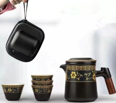 China Best Household Party Sustainable Portable Gift Storage Ceramic Black Tea Set Living Room Meeting Guests To Make Tea for sale