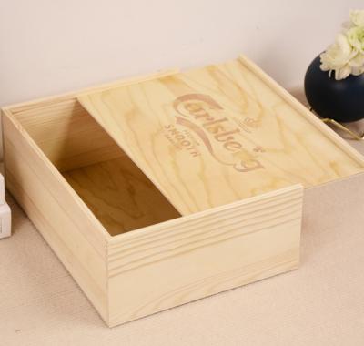 China Handmade Cheap Grape Wine Packing Box Slipping Lid Wine Bottle Wooden Box for sale