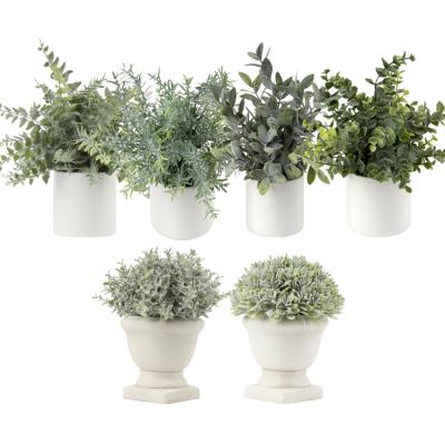 China Interior Home Office Decor Bathroom Home Decorations Mini Small Faux Topiary Tree Cup Forms Ball Potted Artificial Topiary Plants for sale