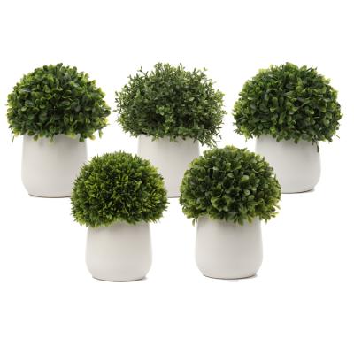 China Modern Small Size Home Topiary Plants Office Plastic Artificial Topiary Braid Faux Plastic In Ceramic Or Marble Pot for sale