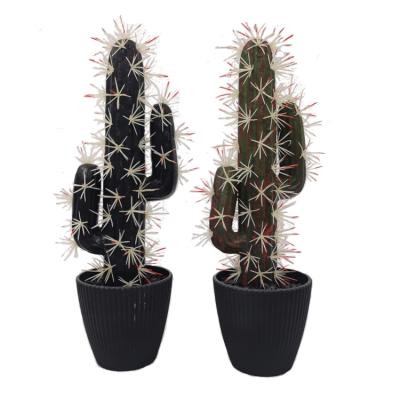 China Neally Black Faux Succulents Traditional Artificial Black Plants 17 Inch Large Faux Black Cactus Plants In Black Pots for sale