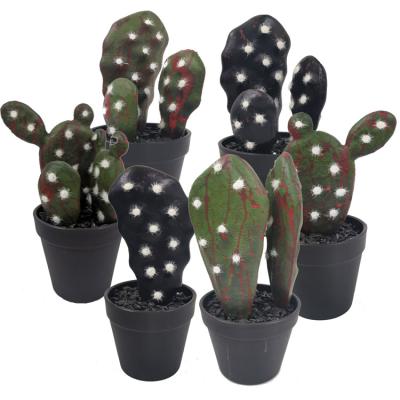 China Neally Traditional Artificial Black Plants Faux Succulents Black Plants 9 Inches Large Cactus Faux Black Plants In Mini Black Pots for sale