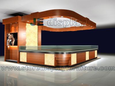 China Jewelry Display Kiosk in Wooden Display Counter with Glass Showcase for Jewelry Shop Plaza Design for sale