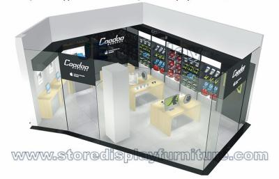 China Diseño abierto de la moda de la tienda de Coodoo Digital por la pared de cristal transparente dentro de los contadores y de los gabinetes de exhibición de madera en venta