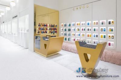 China La nueva tienda móvil de la cáscara fiting por la exhibición de la palabra del acero inoxidable del oro contradice con la caja blanca del accesorio del gabinete de pared en venta