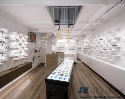 China Modern fashion design of pure white Eyeglass display cabinets and Glass showcase for sale