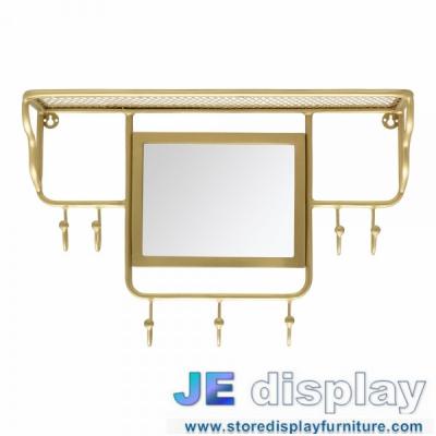 China Stainless steel wall mounted racks with mirror in brass coating Special design by hand made high end metal fixture for sale