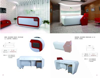 China Salon reception desk and counters used red glossy painting with Storage cabinets by China furniture manufacturer for sale