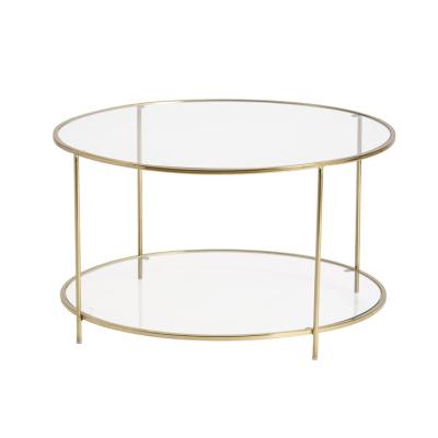 China Stainless steel Coffee table in round table for Commercial display and Leisure glass furniture made by China factory for sale