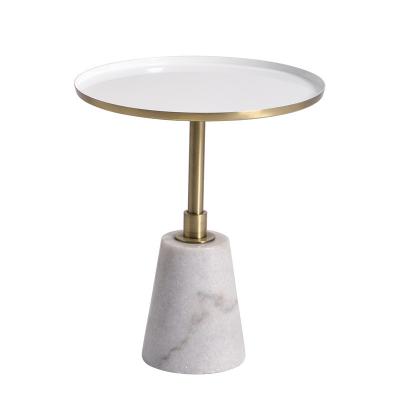 China Marble table of Hotel lobby furniture end table Sofa side table in Metal base used Salon furniture leisure table for sale