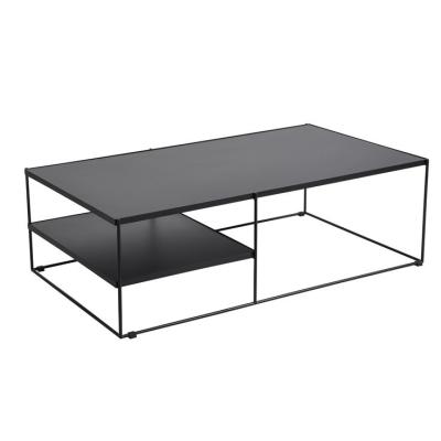 China Black metal table with dark marble for Leisure furniture with shelves Lobby fixture for sale