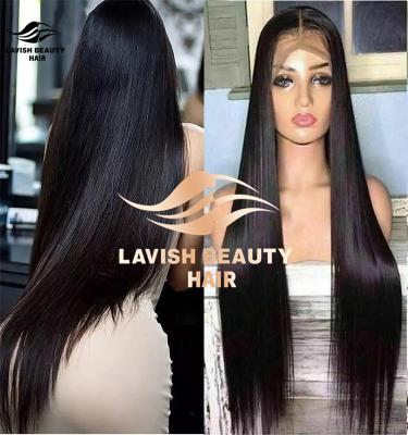 China Lavishbeauty Silky Straight Wave Lace Front Wigs Brazilian Deep Wave Wig Virgin Hair Wigs Lace Up Closure Pre Plucked For Black Women for sale