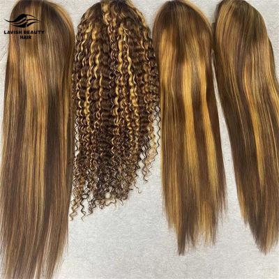 China Lavishbeauty RTS Ombre Brown Silky Straight Wave Hair Wig, Wholesale Long Curly Highlight Lace Front Human Hair Wig, Virgin Cuticle Aligned HD Lace for sale