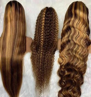 China Lavishbeauty Glueless Body Wave Brazilian Highlight Water Wave Hair Wigs Virgin Brazilian Lace Front Wig Pre-Plucked Lace Frontal Wigs for sale