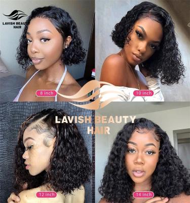 China Lavishbeauty Hd Wave Silky Straight Lace Front Human Hair Wigs, Pre Plucked Short Bob Wigs For Black Women, Deep Hairline Part Lace Front Wigs for sale