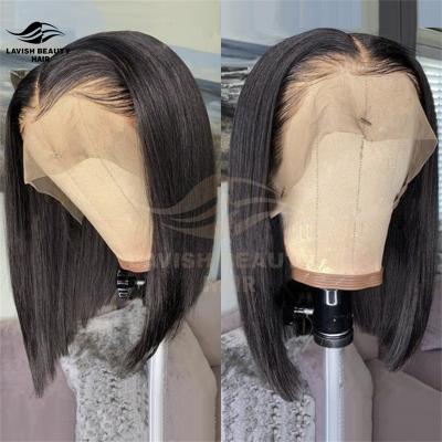 China Lavishbeauty RTS HD Full Wave Silky Straight Bob Human Hair Lace Frontal Lace Wigs For Brazilian Virgin Hair Color Women Lace Front Wig for sale