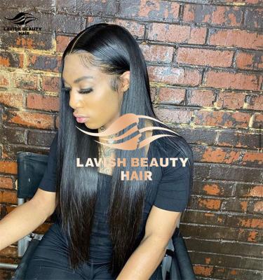 China Natural Wave Lavishbeauty RTS Hair Lace Piece Wig 150% Density Hand Tied Silky Straight Hand Tied Lace Wig Color Wigs For Black Women for sale