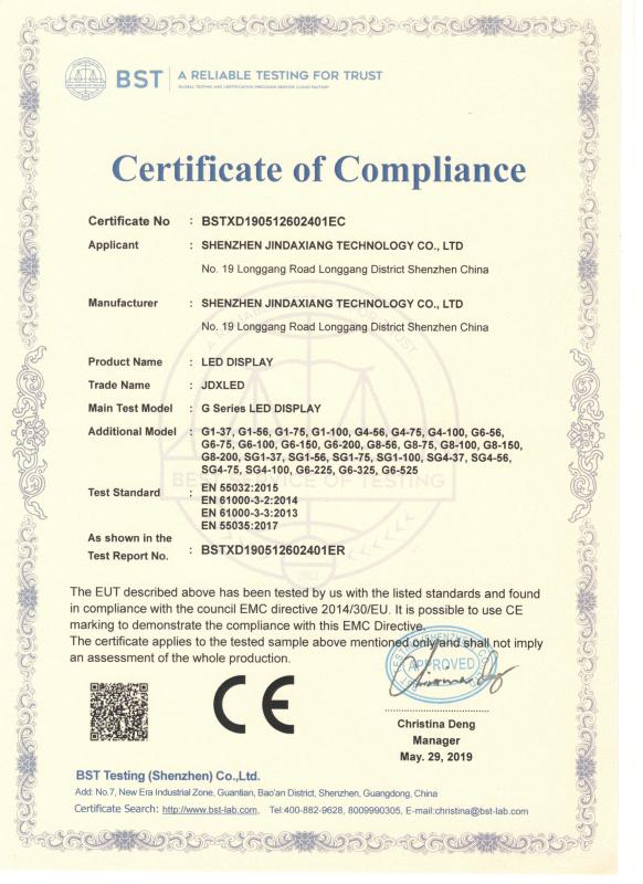 CE - Shenzhen Jindaxiang Technology Co., Ltd.