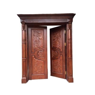 China Solid wood swing door with antique design for sale