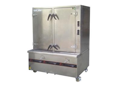 China Double Door Commercial Food Steamer With 24 Tray Rice Pan 1530x1100x1585mm for sale