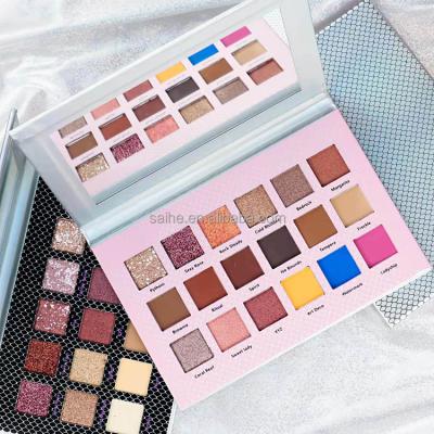 China Waterproof High Dye 18 Colors Eyeshadow Palette Custom Your Private Brand Palette Glitter Eyeshadow Palette for sale