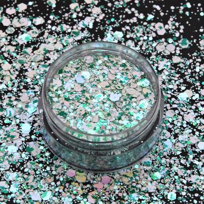 China Factory Price Cosmetic Blending Glitter PET Fine Chunky Glitter Blue Glitter for sale