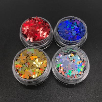 China Polyester Non-Toxic12 Color Bulk Butterfly Shape Glitter Grade Eye Glitter Cosmetic Set for sale