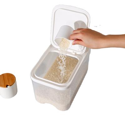 China 10KG Sustainable Transparent Plastic Rice Bucket Kitchen Storage With Lid Large Plastic Rice Container Storage for sale