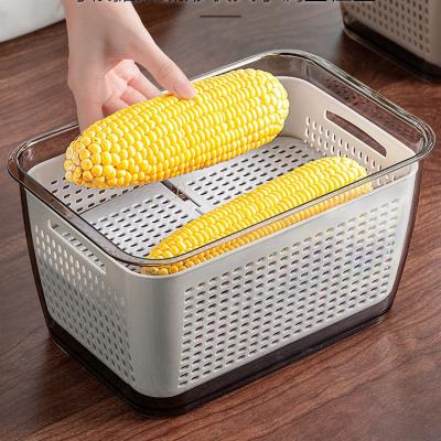 China Wholesale Fresh Keeping Household Kitchen Refrigerator Food Fresh Storage Storage Container With Strainer for sale