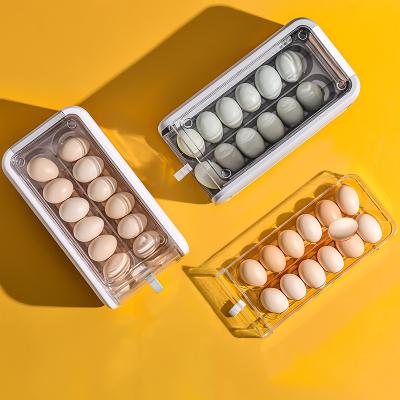 China Sustainable 32 Grid Double-Layer Kitchen Refrigerator Plastic Transparent Egg Storage Container for sale